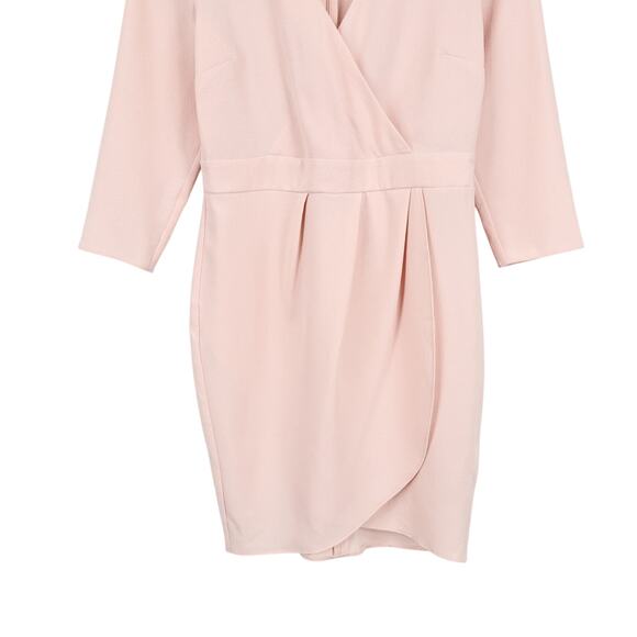 ASOS Design V-Neck Mini Dress With Wrap Skirt In Blush Pink Size 4 - Picture 5 of 8